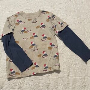 Tea Collection Beige and Navy Kids Shirt